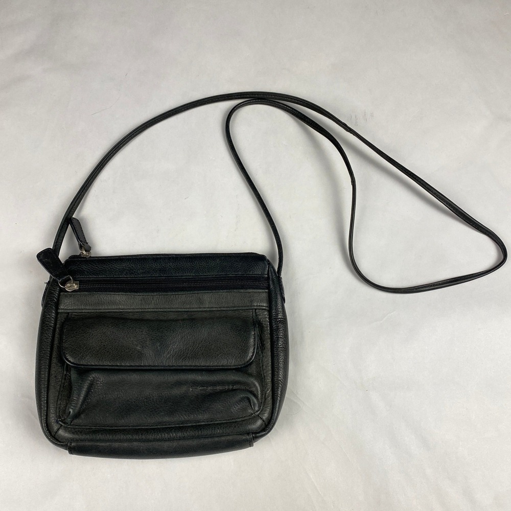 Vintage Fossil Crossbody Bag Purse Black Leather Small - Flawed